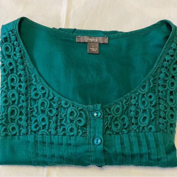 apt.9 Short Sleeve Women’s Green Blouse Size Large - Picture 11 of 11